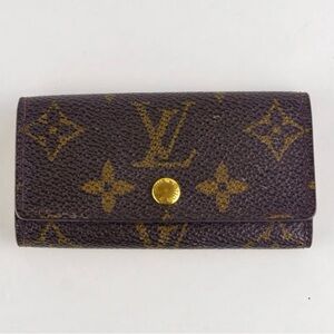 Auth Louis Vuitton LV Key Case Brown Monogram 4.1x2.3 in With Box